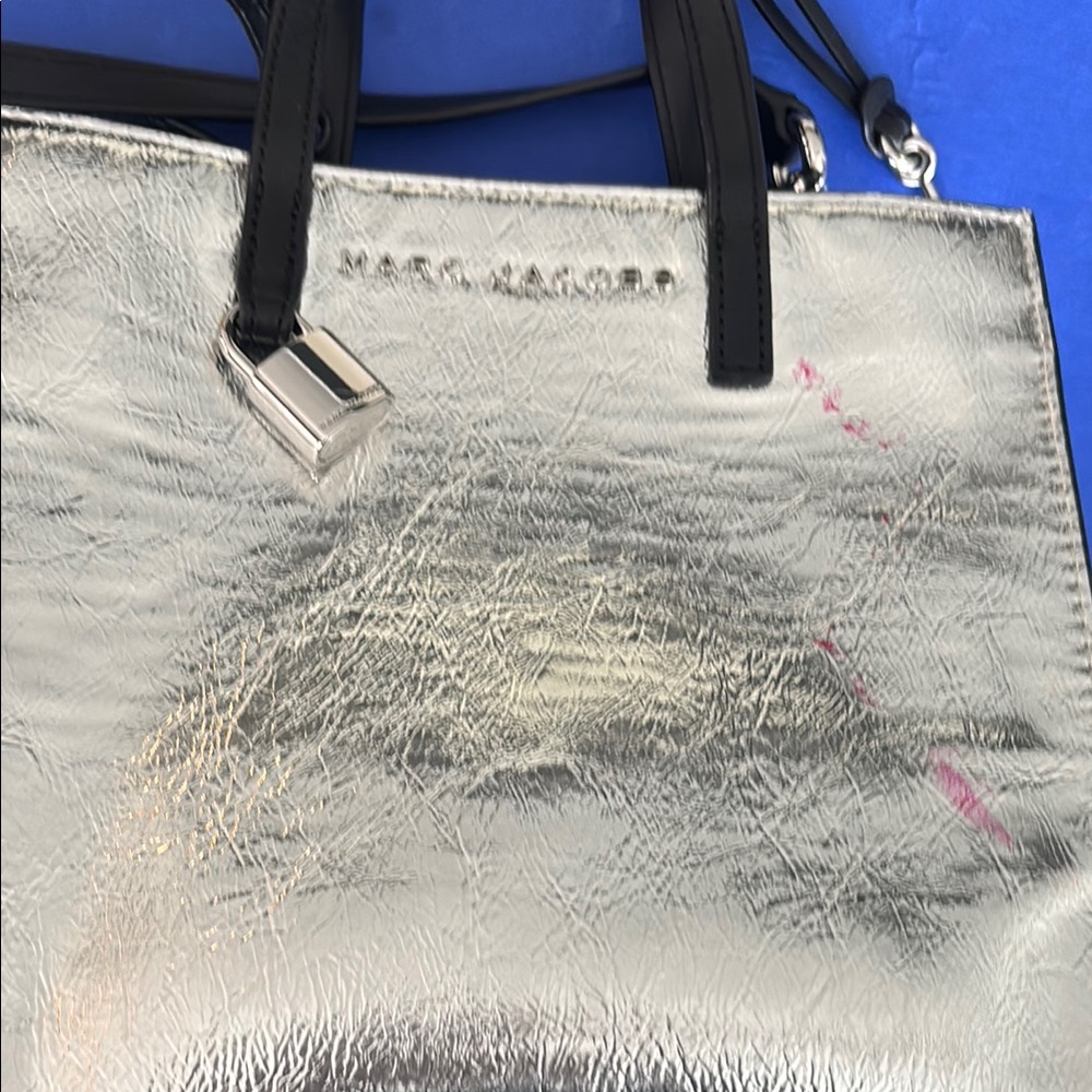 Marc Jacobs Silver and Black Textured Tote